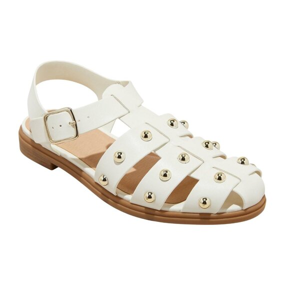 NWT Universal Thread Winnie Wide Width Studded Fisherman Sandals Off White 11W - Picture 1 of 10